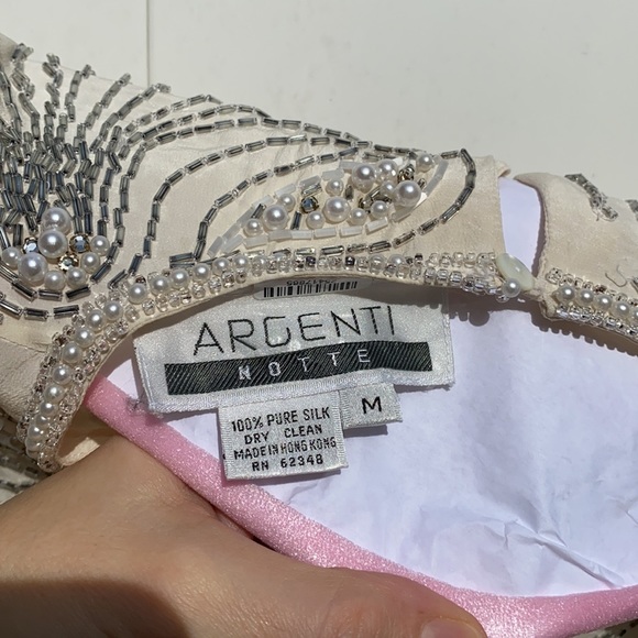 100%Pure Silk Argenti Notte Beaded Blouse M - Picture 9 of 9